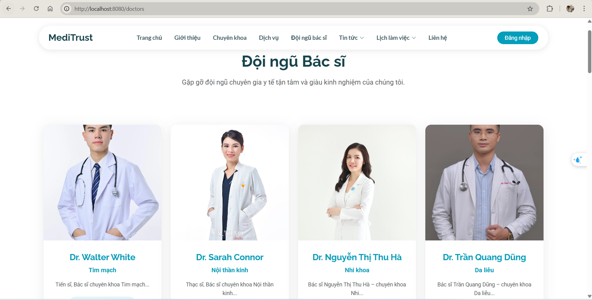 Giao diện trang chủ